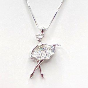 White Gold Plated Crystal Studded Ballerina Princess